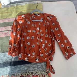 Madewell silk wrap top